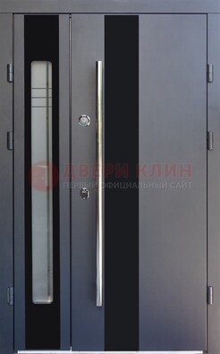 Серая стальная дверь со стеклом ДС-11 в Кубинке