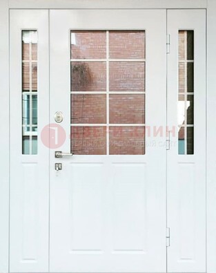 Белая стальная дверь со стеклом и фрамугами ДС-27 в Кубинке
