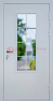 Белая железная дверь порошок со стеклом ДС-31 в Кубинке