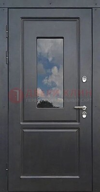 Чёрная металлическая дверь со стеклом ДС-77 в Кубинке