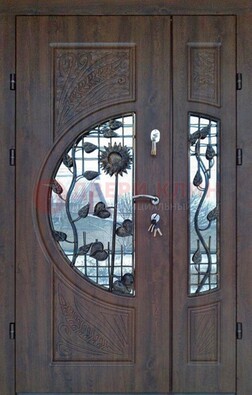 Входная дверь стекло с ковкой и резьбой ДСК-202 в Кубинке