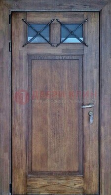 Металлическая дверь с Виноритом со стеклом и ковкой под старину ДСК-209 в Кубинке