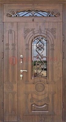 Распашная стальная дверь Винорит со стеклом и ковкой ДСК-232 в Кубинке