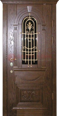 Железная дверь со стеклом и ковкой в классическом стиле ДСК-23 в Кубинке