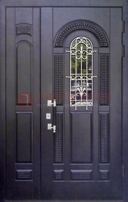 Входная дверь Винорит со стеклом и ковкой с узором ДСК-270 в Кубинке