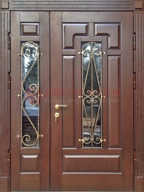 Стальная распашная дверь Винорит стекло и ковка ДСК-274 в Кубинке