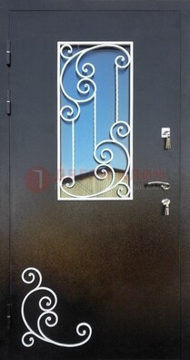 Входная дверь Порошок со стеклом и ковкой ДСК-278 в Кубинке