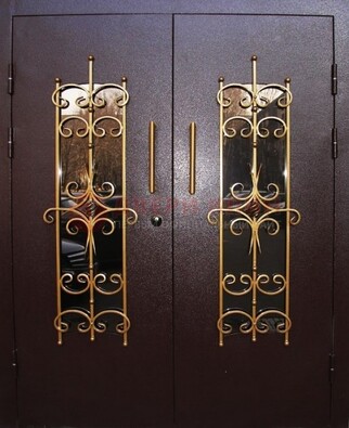 Металлическая дверь с ковкой и остеклением ДСК-49 в Кубинке