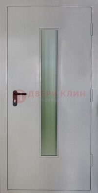 Белая металлическая противопожарная дверь со стеклянной вставкой ДТ-2 в Кубинке