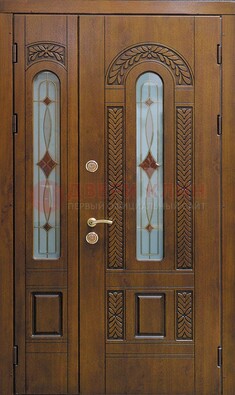 Темная стальная дверь с виноритом и стеклом ДВТ-179 в Кубинке