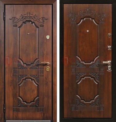 Коричневая железная дверь с виноритом и узором ДВТ-211 в Кубинке