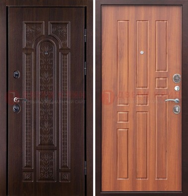 Темная металлическая дверь с виноритом и узором ДВТ-224 в Кубинке