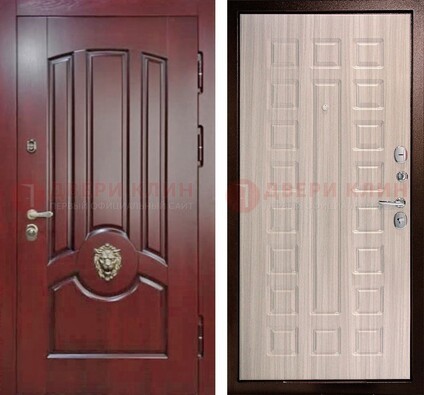 Темно-красная входная дверь с виноритом ДВТ-234 в Кубинке