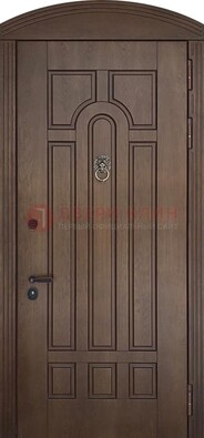 Коричневая стальная дверь с виноритом в форме арки ДВТ-237 в Кубинке