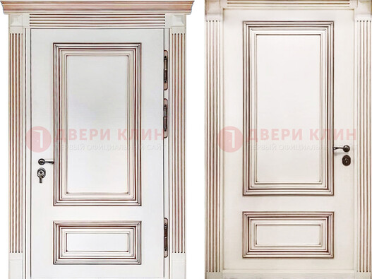 Белая металическая дверь с виноритом для дома ДВТ-239 в Кубинке