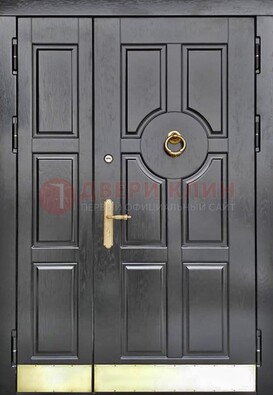 Черная металическая дверь с виноритом для дома ДВТ-241 в Кубинке