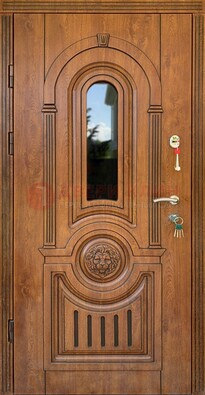 Классическая стальная дверь Винорит со стеклом и узором ДВТ-261 в Кубинке