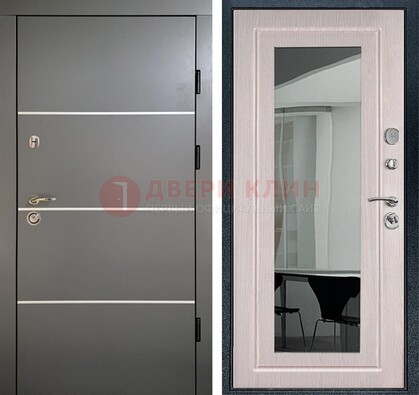 Черная металлическая дверь с зеркалом ДЗ-12 в Кубинке