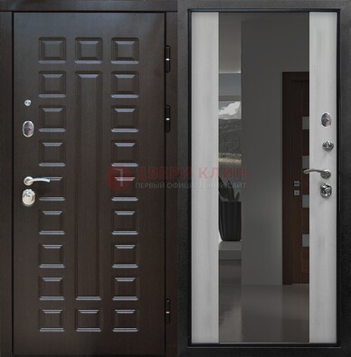 Коричневая металлическая дверь с зеркалом ДЗ-22 в Кубинке