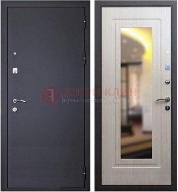 Черная металлическая дверь с зеркалом ДЗ-26 в Кубинке