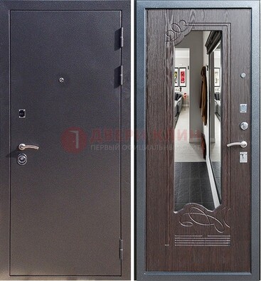 Черная входная дверь с зеркалом МДФ внутри ДЗ-29 в Кубинке