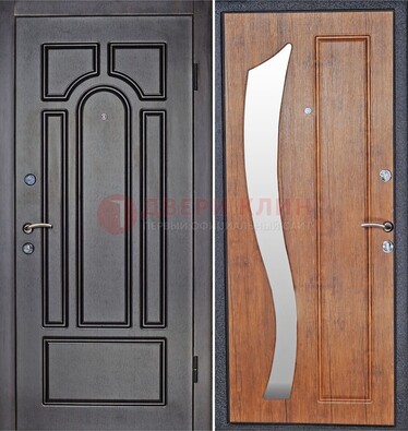 Темная железная дверь с зеркалом ДЗ-35 в Кубинке