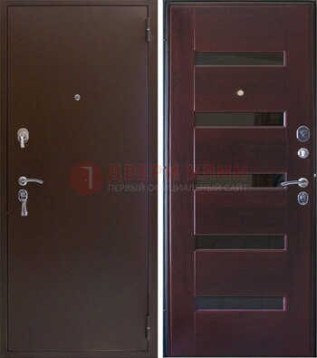 Темная железная дверь с зеркалом ДЗ-42 в Кубинке