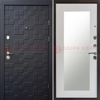Черная стальная дверь МДФ и зеркалом ДЗ-50 в Кубинке