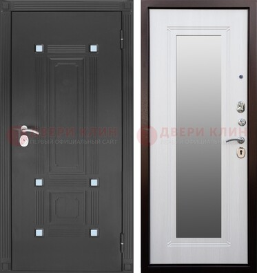 Стальная черная дверь МДФ с зеркалом ДЗ-76 в Кубинке
