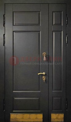 Черная полуторная железная дверь для частного дома ПЛ-2 в Кубинке